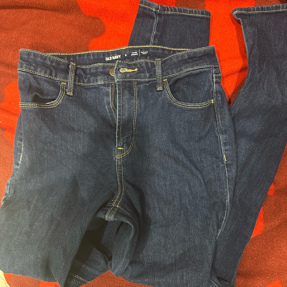 Old Navy Dark Wash Blue Jeans, Straight Cut, Size 6